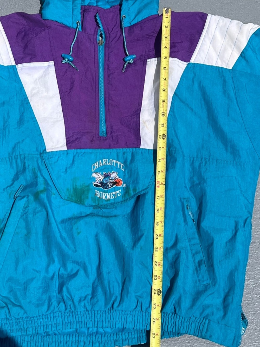 Vintage 1990s Charlotte Hornets Starter Jacket Large Teal NBA Authentics Jacket - Picture 9 of 9